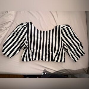 FARM Rio Black and White Striped Top